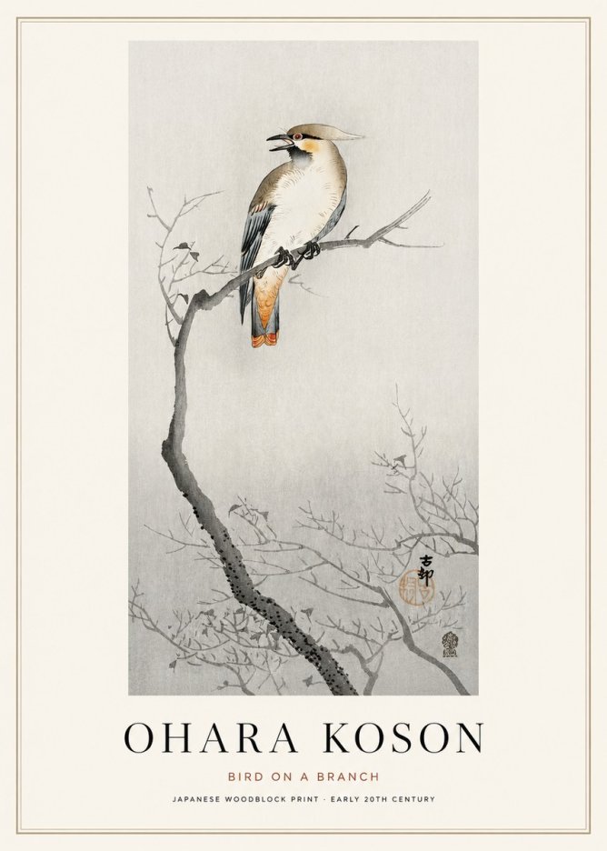 Ohara Koson Bird on a Branch I No1 - Poster