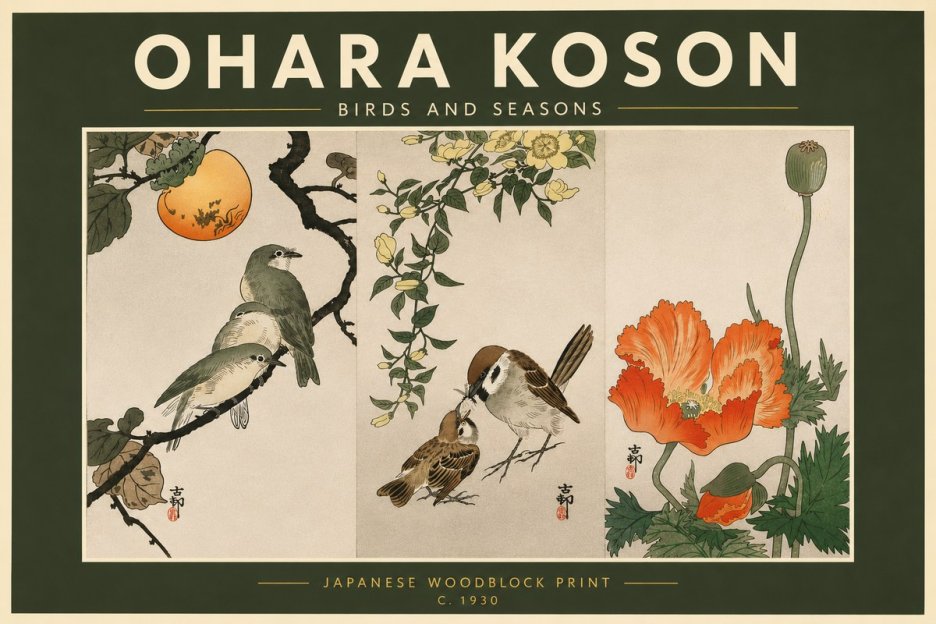 Ohara Koson Birds and Seasons No5 - Poster