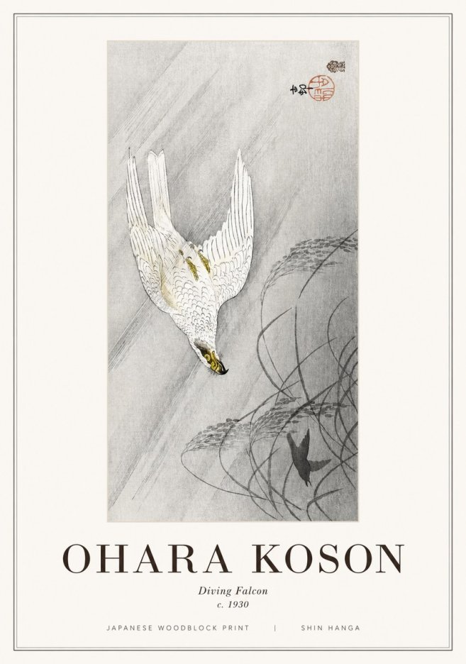 Ohara Koson Diving Falcon No1 - Poster