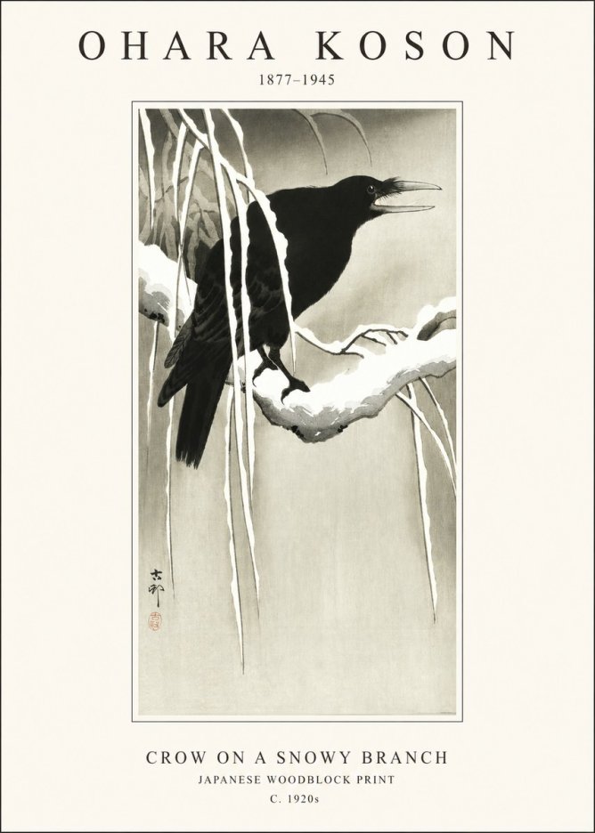 Ohara Koson Crow on a Snowy Branch III No1 - Poster