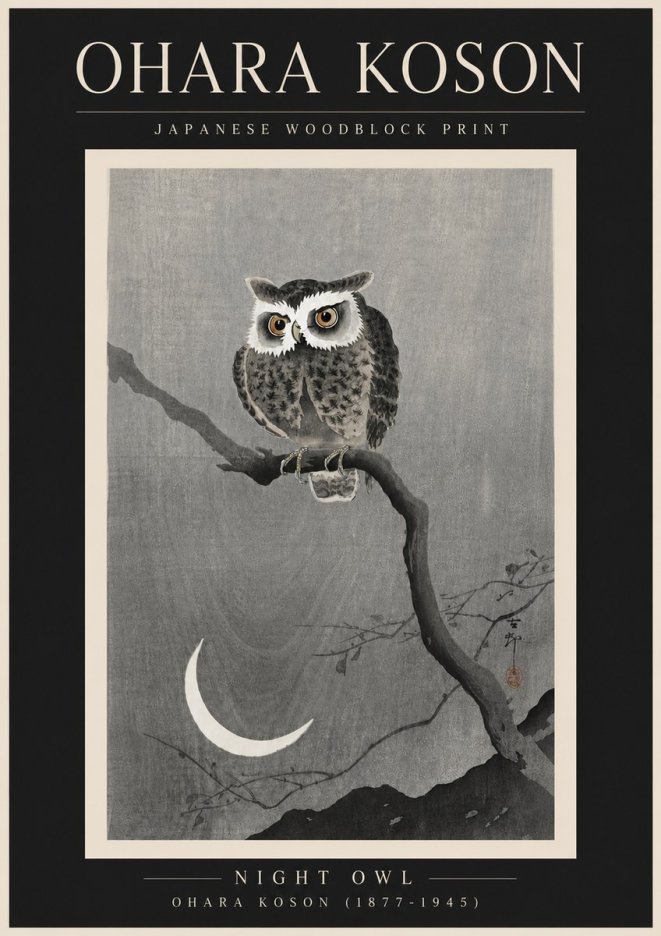 Ohara Koson Night Owl No6 - Poster