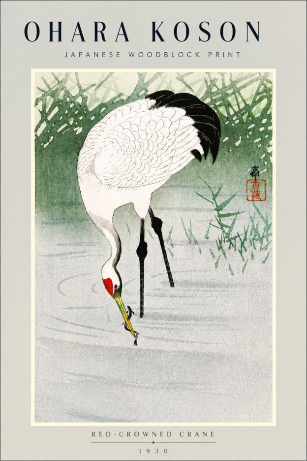 Ohara Koson Red-crowned Crane No3 - Poster