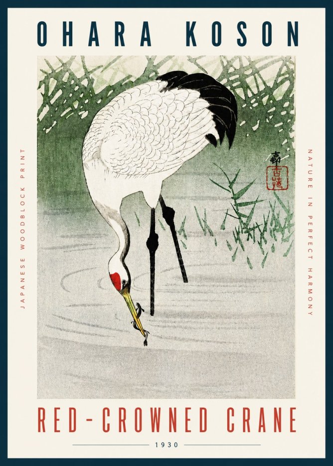 Ohara Koson Red-crowned Crane No4 - Poster