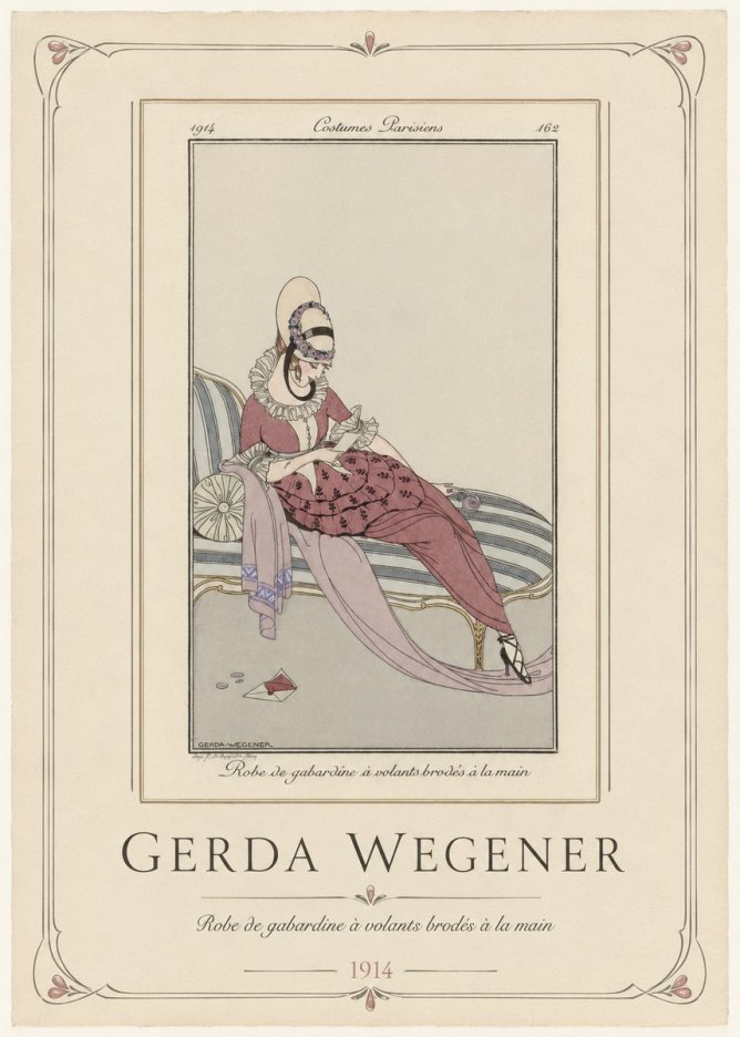 Gerda Wegener Robe De Gabardine À Volants Brodés À La Main I No1 - Poster