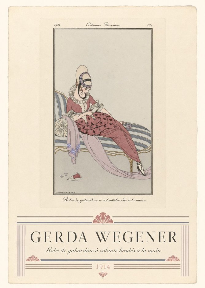 Gerda Wegener Robe De Gabardine À Volants Brodés À La Main I No3 - Poster