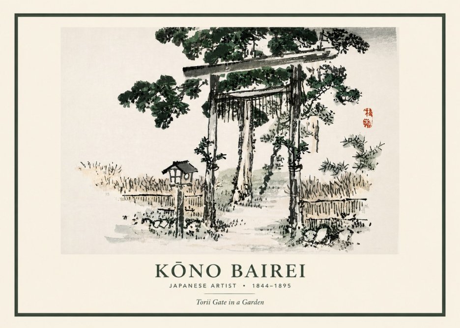 Kōno Bairei Torii Gate in a Garden No3 - Poster