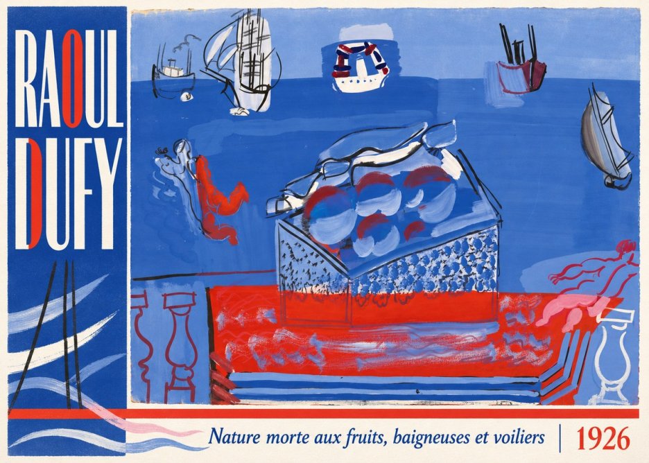 Raoul Dufy Nature Morte Aux Fruits, Baigneuses Et Voiliers No3 - Poster