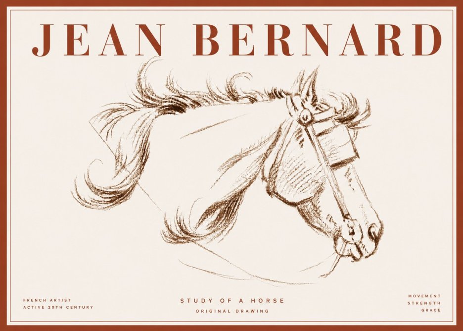 Jean Bernard Study of a Horse I No6 - Poster