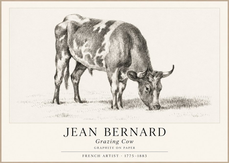 Jean Bernard Grazing Cow I No1 - Poster
