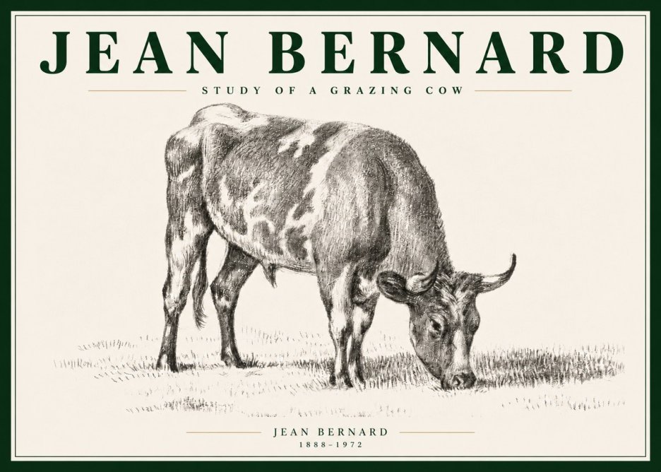 Jean Bernard Grazing Cow I No5 - Poster