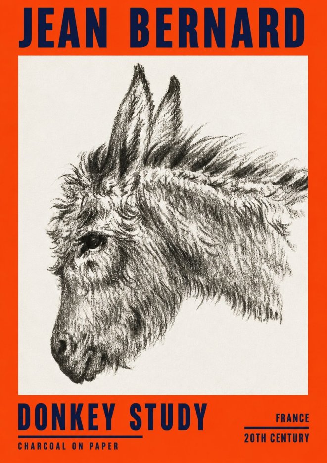Jean Bernard Donkey Study I No2 - Poster