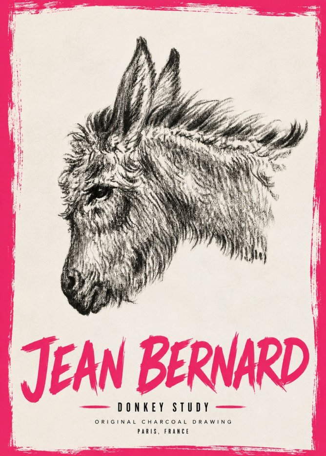 Jean Bernard Donkey Study I No6 - Poster