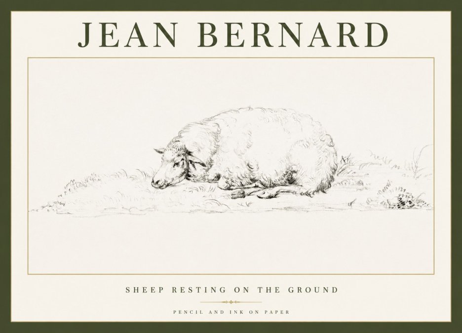 Jean Bernard Sheep Resting on the Ground No1 - Poster