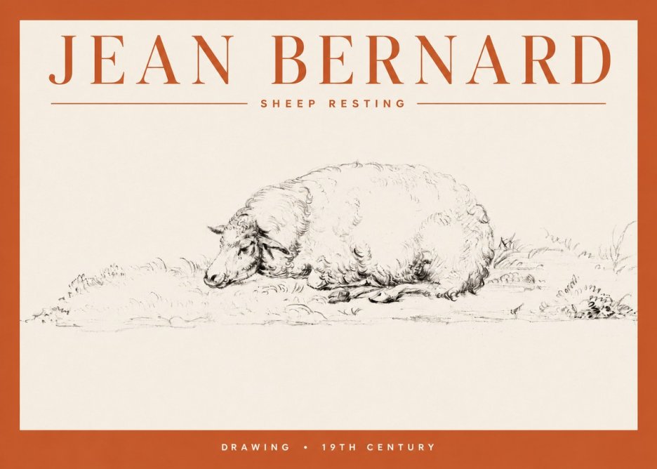 Jean Bernard Sheep Resting on the Ground No4 - Poster