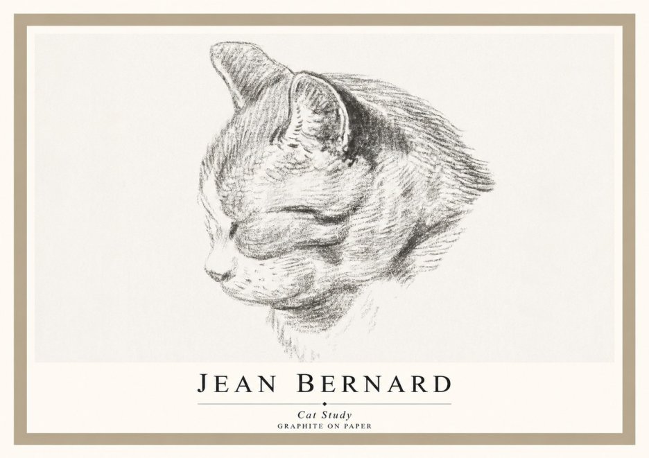 Jean Bernard Cat Study I No1 - Poster