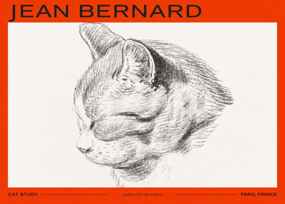 Jean Bernard Cat Study I No2 - Poster