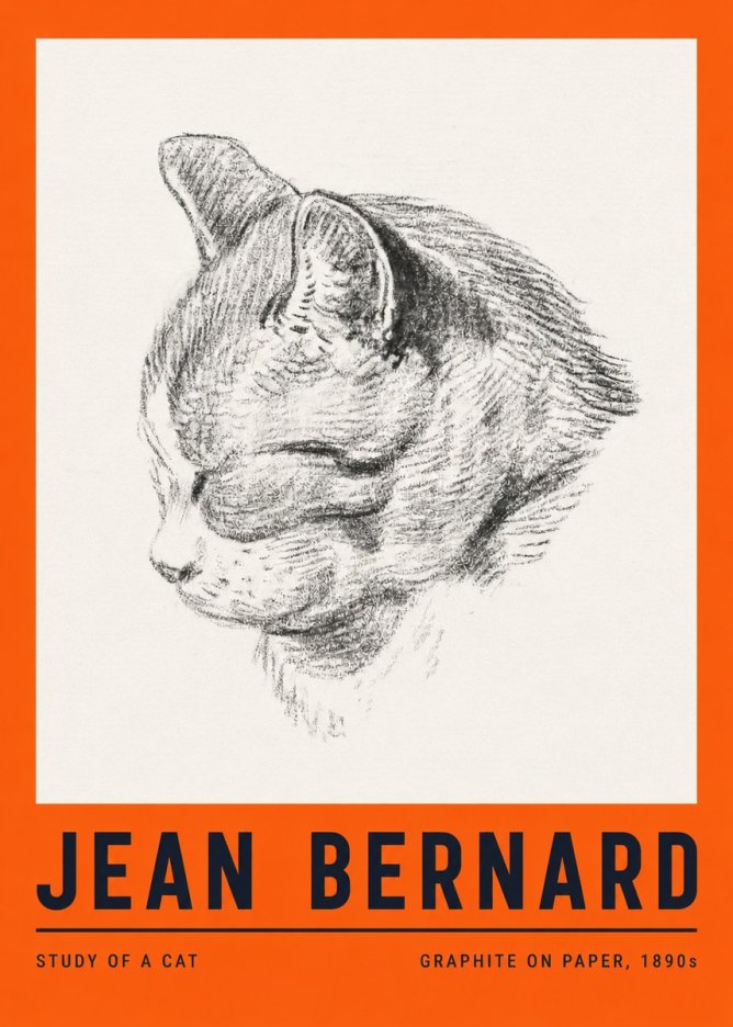 Jean Bernard Cat Study I No4 - Poster