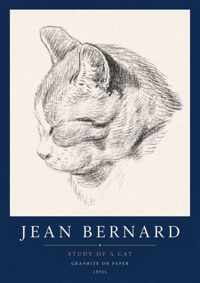 Jean Bernard Cat Study I No5 - Poster