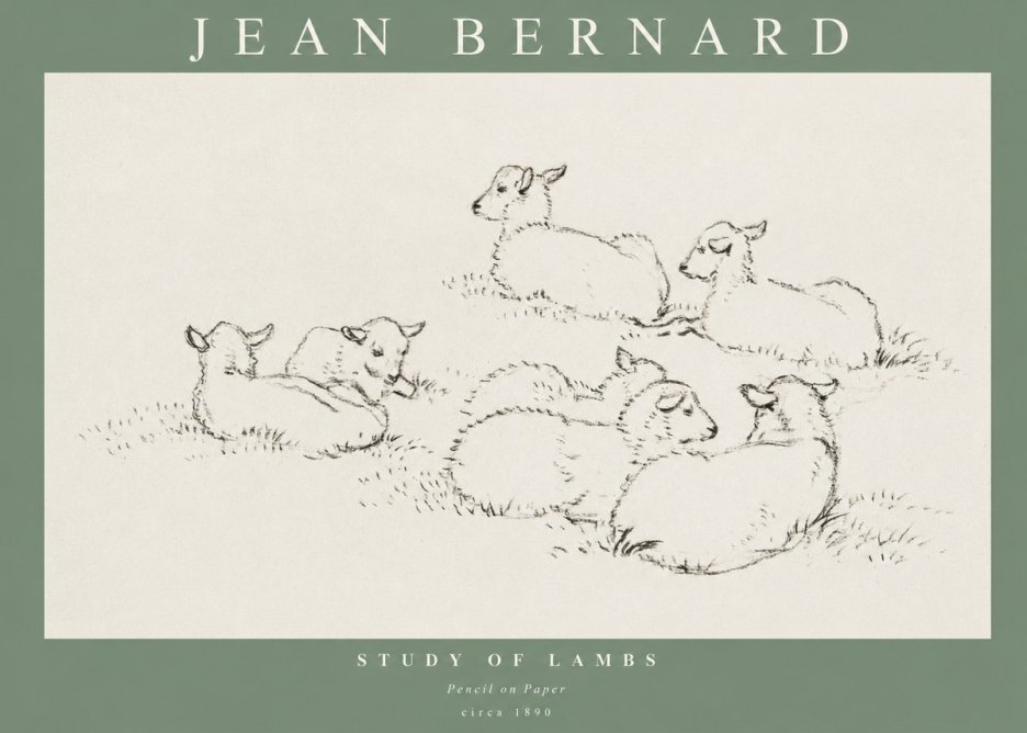 Jean Bernard Study of Lambs No1 - Poster