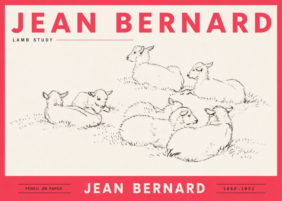 Jean Bernard Study of Lambs No6 - Poster