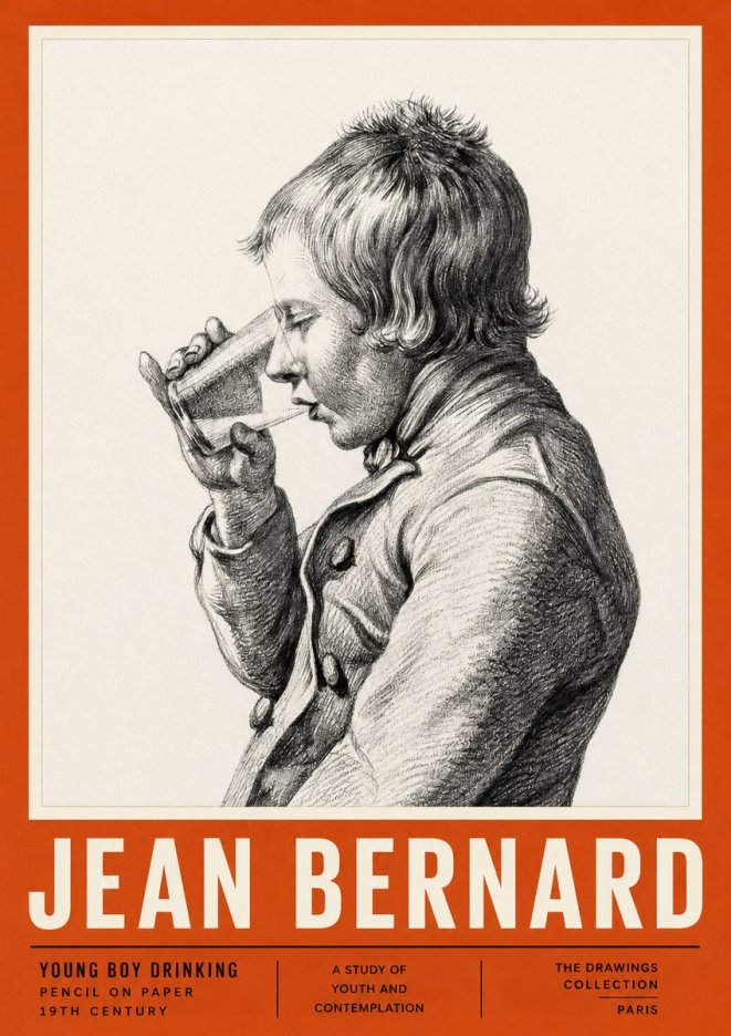 Jean Bernard Young Boy Drinking No2 - Poster