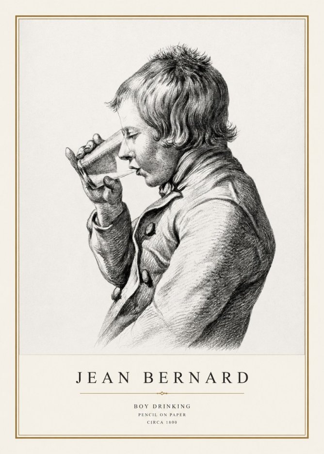 Jean Bernard Young Boy Drinking No3 - Poster