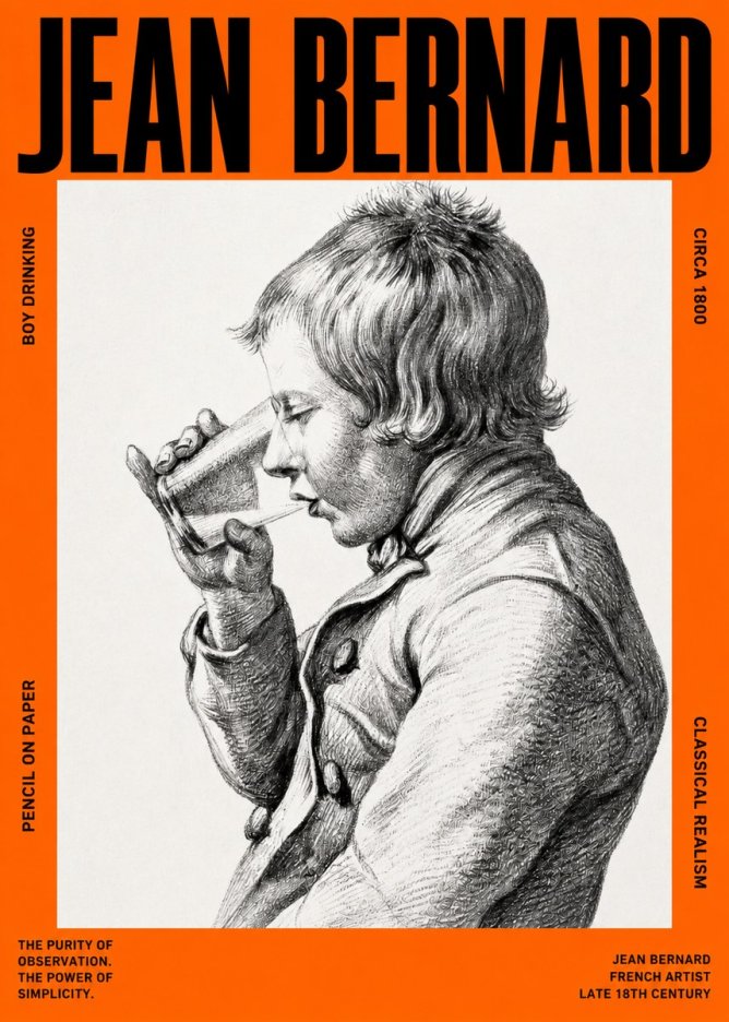 Jean Bernard Young Boy Drinking No4 - Poster