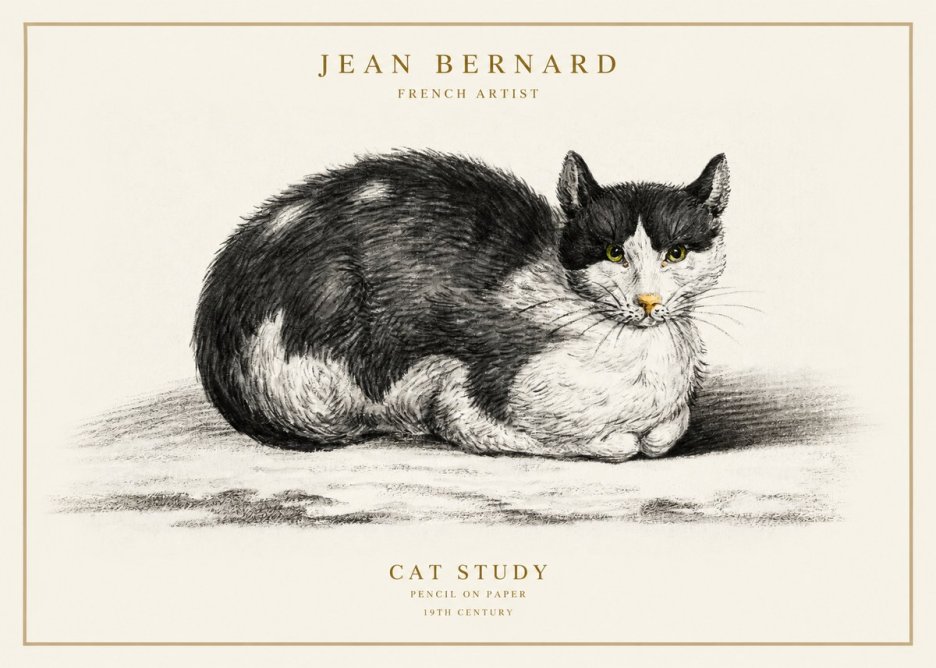 Jean Bernard Cat Study II No1 - Poster