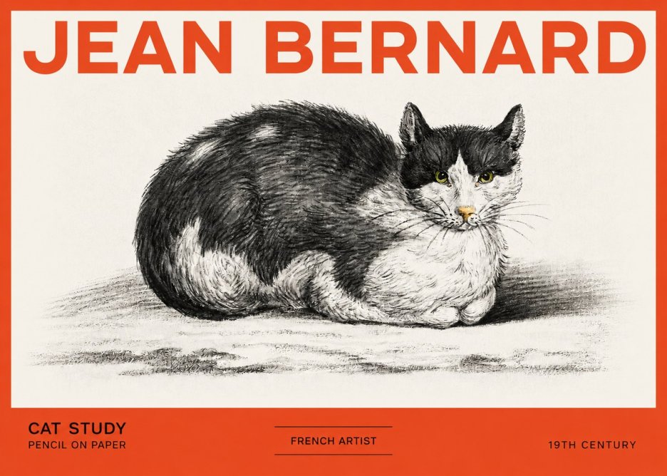 Jean Bernard Cat Study II No2 - Poster