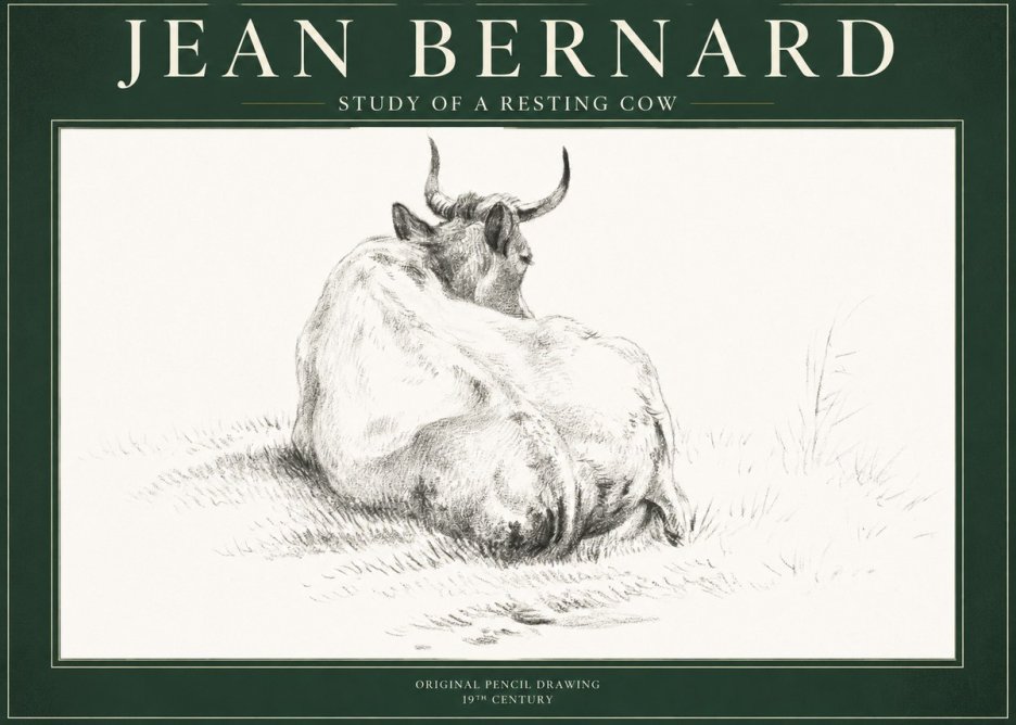 Jean Bernard Study of a Resting Cow I No1 - Poster