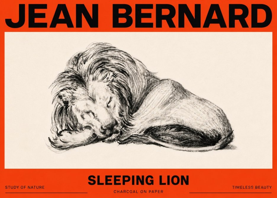Jean Bernard Sleeping Lion No6 - Poster