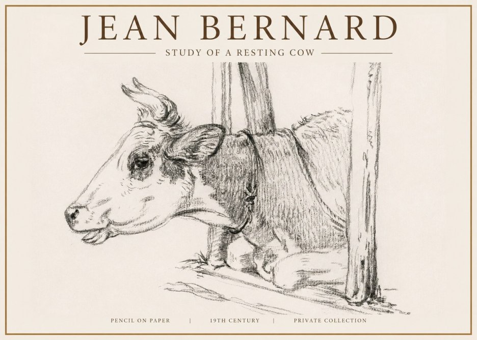 Jean Bernard Study of a Resting Cow II No4 - Poster