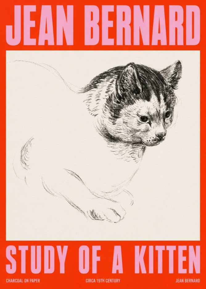 Jean Bernard Study of a Kitten I No2 - Poster