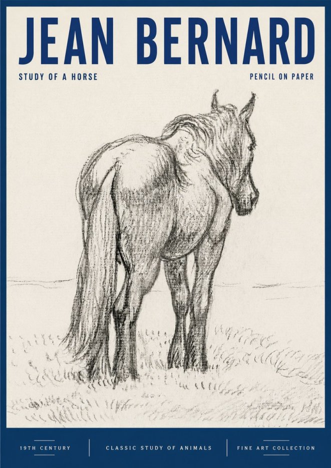 Jean Bernard Study of a Horse II No6 - Poster