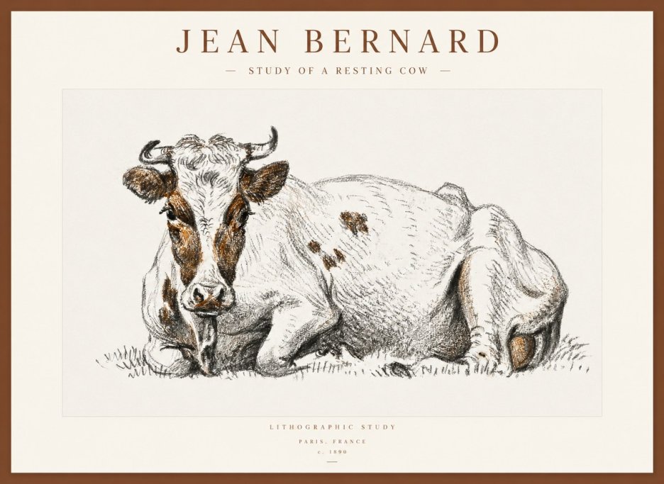 Jean Bernard Study of a Resting Cow III No1 - Poster