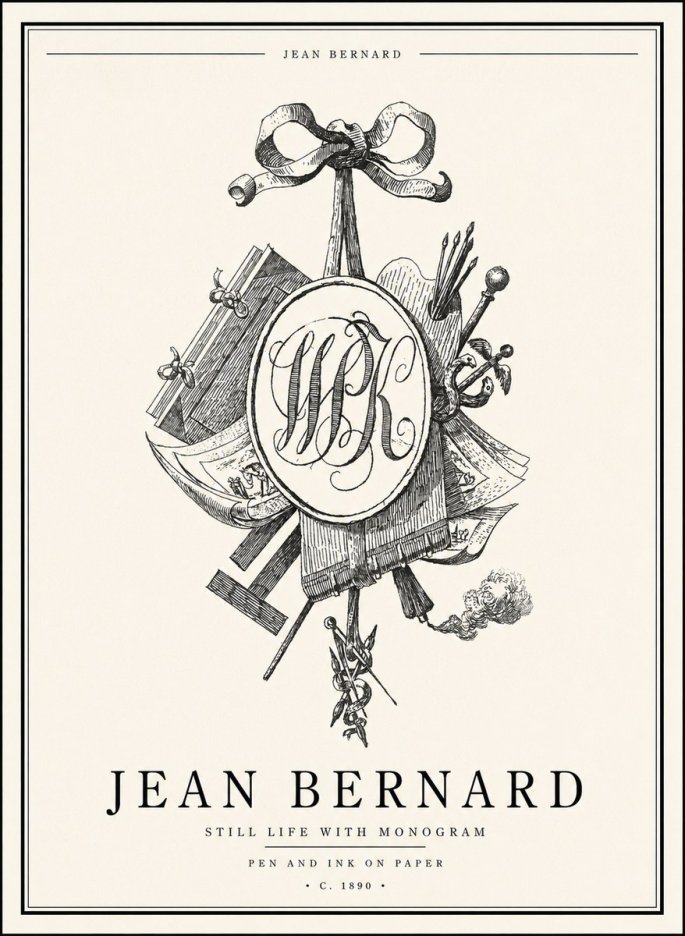 Jean Bernard Still Life with Monogram No1 - Poster