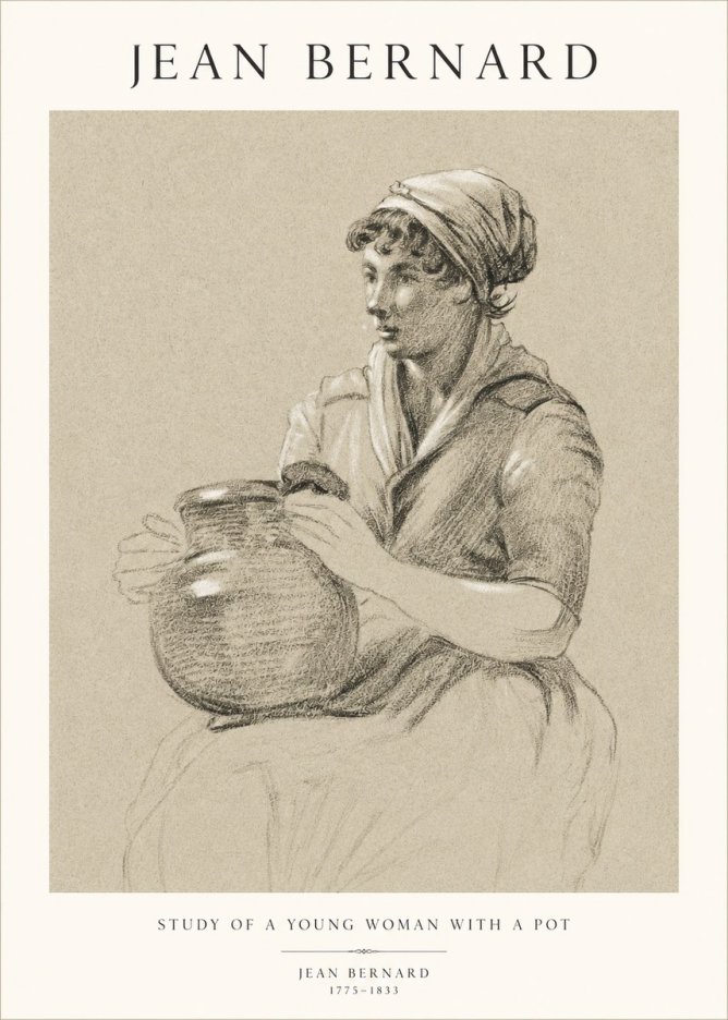 Jean Bernard Study of a Young Woman with a Pot No1 - Poster