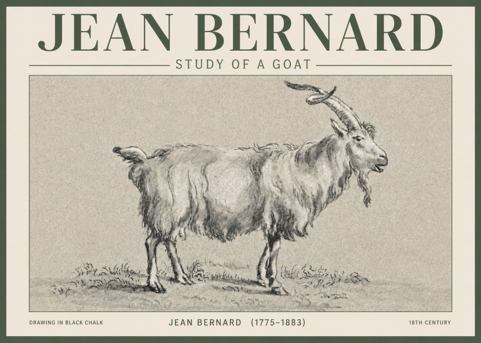 Jean Bernard Study of a Goat II No3 - Poster