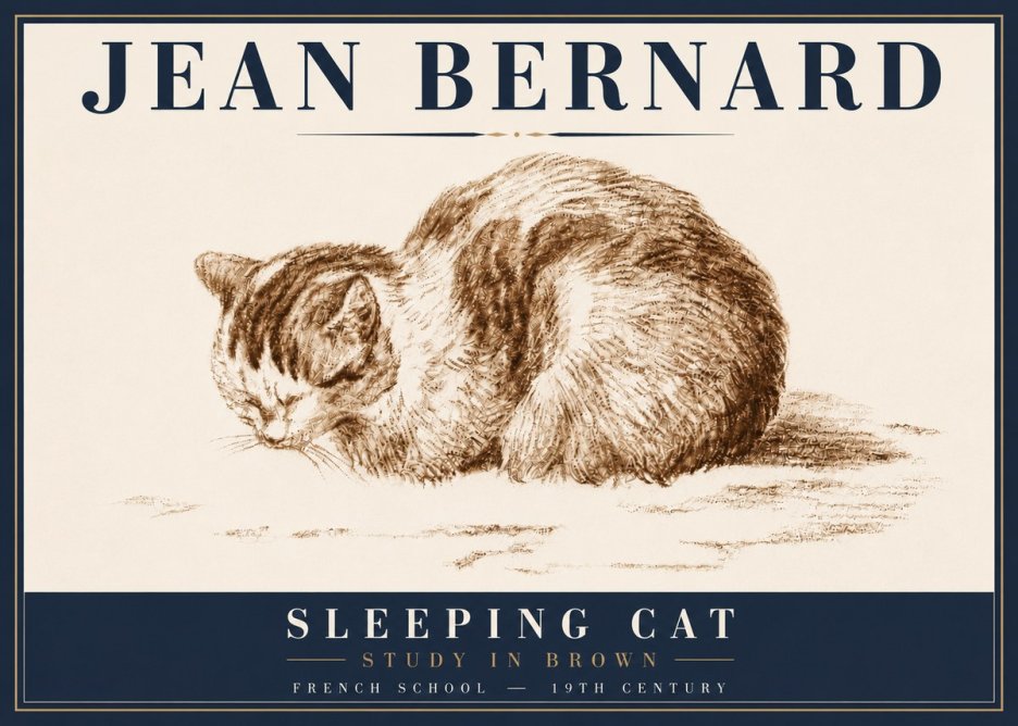 Jean Bernard Sleeping Cat — Study in Brown No6 - Poster