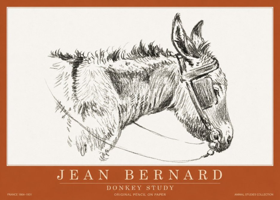 Jean Bernard Donkey Study II No2 - Poster