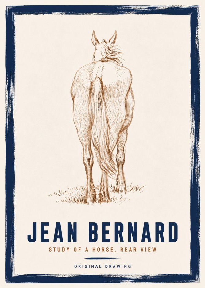 Jean Bernard Study of a Horse, Rear View No6 - Poster