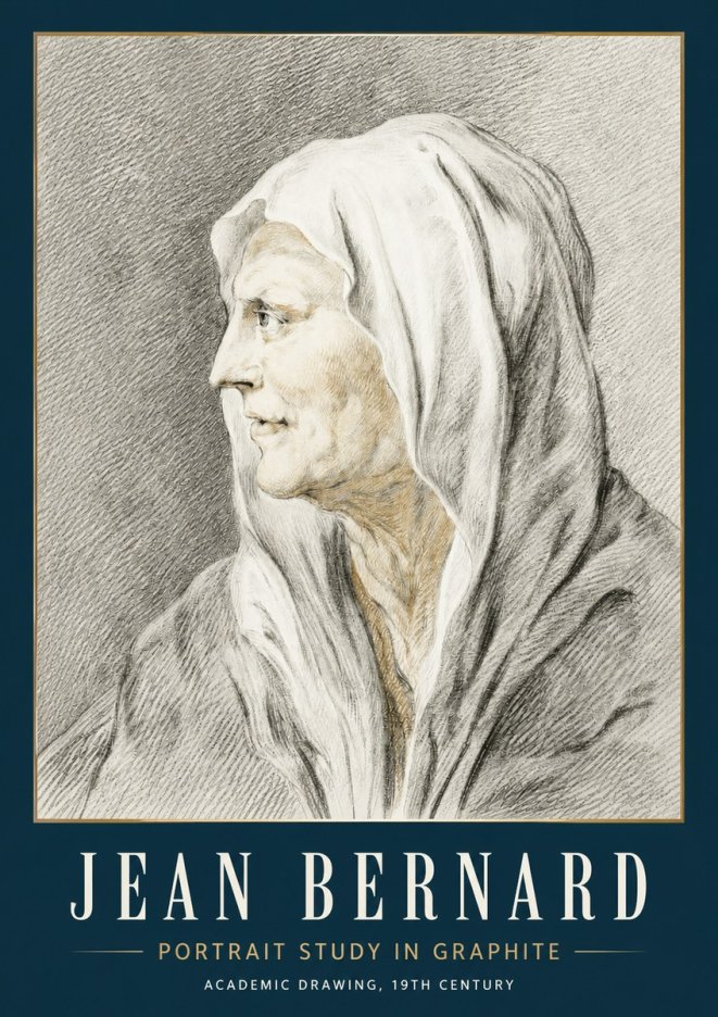 Jean Bernard Profile Study of a Hooded Figure No5 - Poster