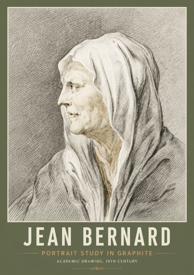 Jean Bernard Profile Study of a Hooded Figure No6 - Poster