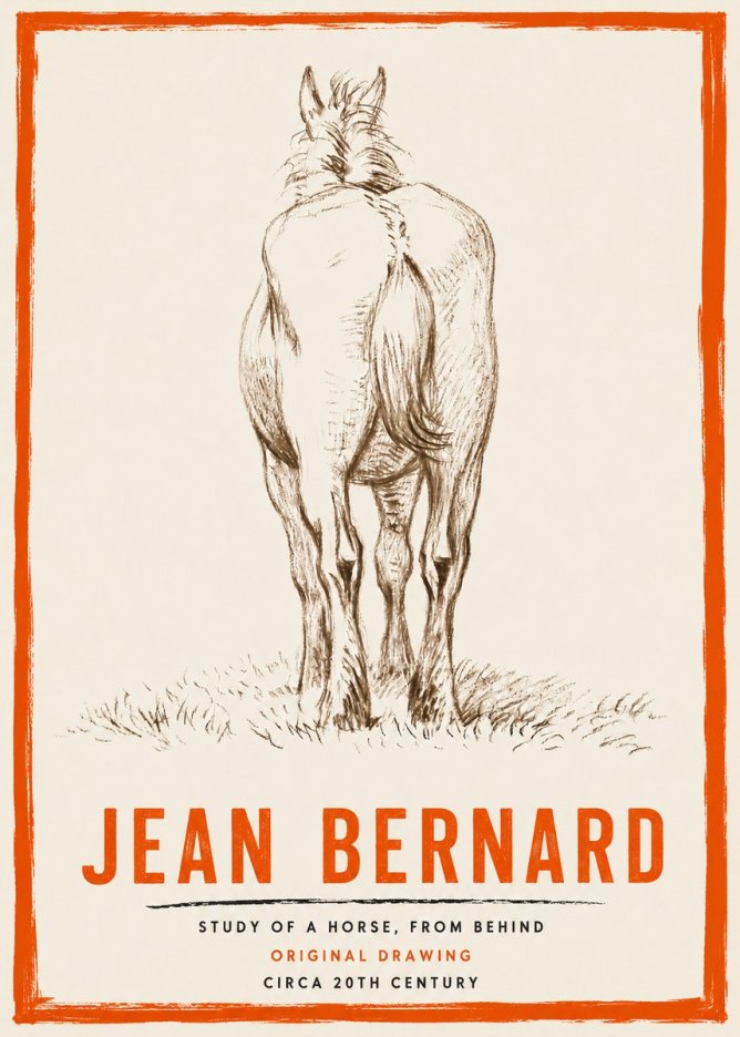 Jean Bernard Horse Study - from Behind No4 - Poster