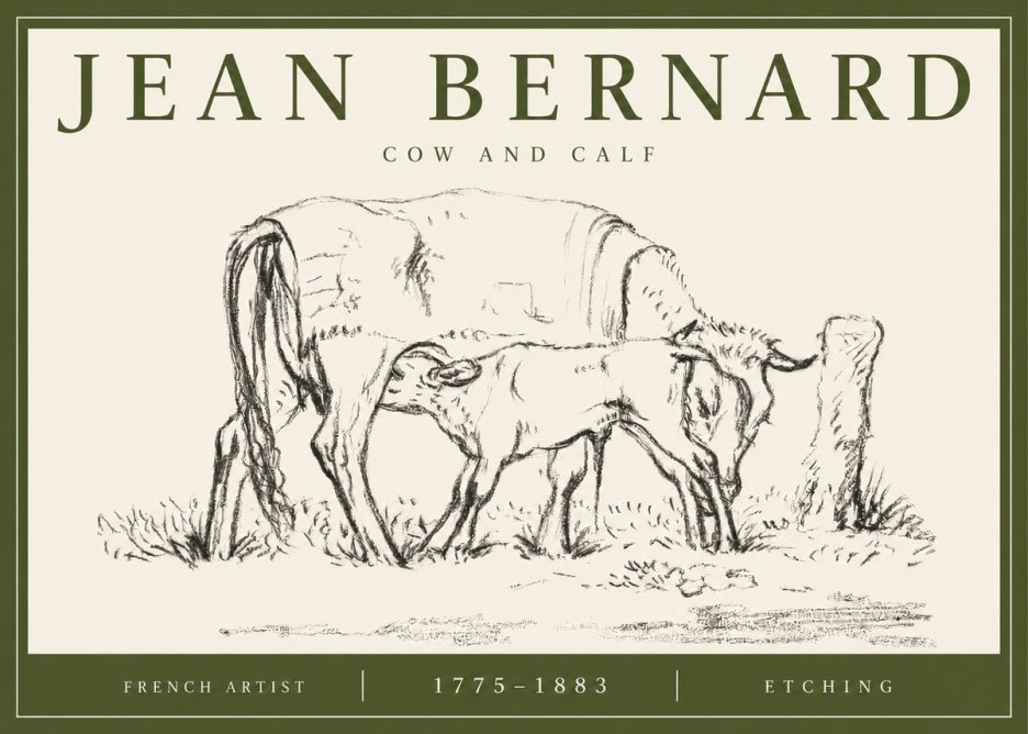 Jean Bernard Cow and Calf I No3 - Poster