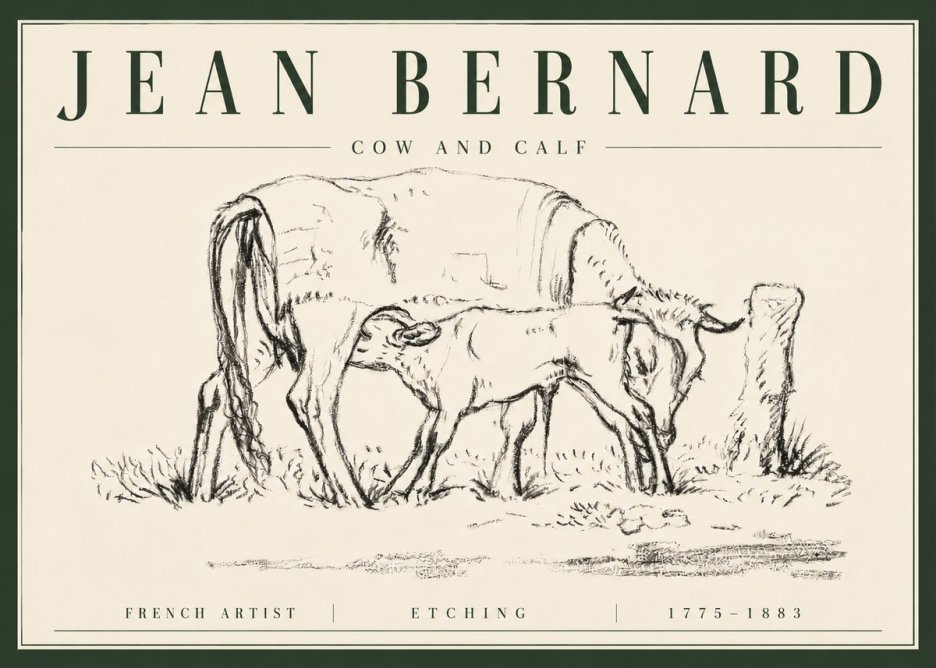 Jean Bernard Cow and Calf I No6 - Poster