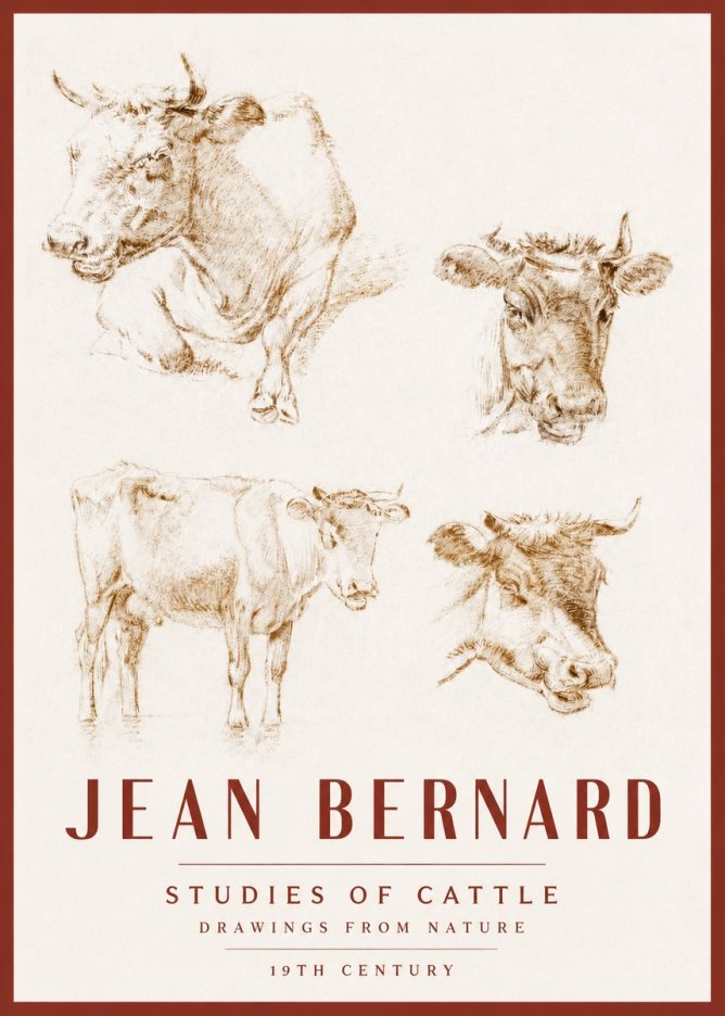 Jean Bernard Studies of Cattle II No3 - Poster