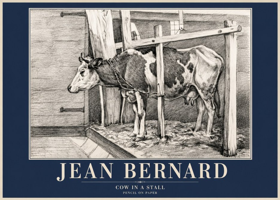 Jean Bernard Cow in a Stall No4 - Poster