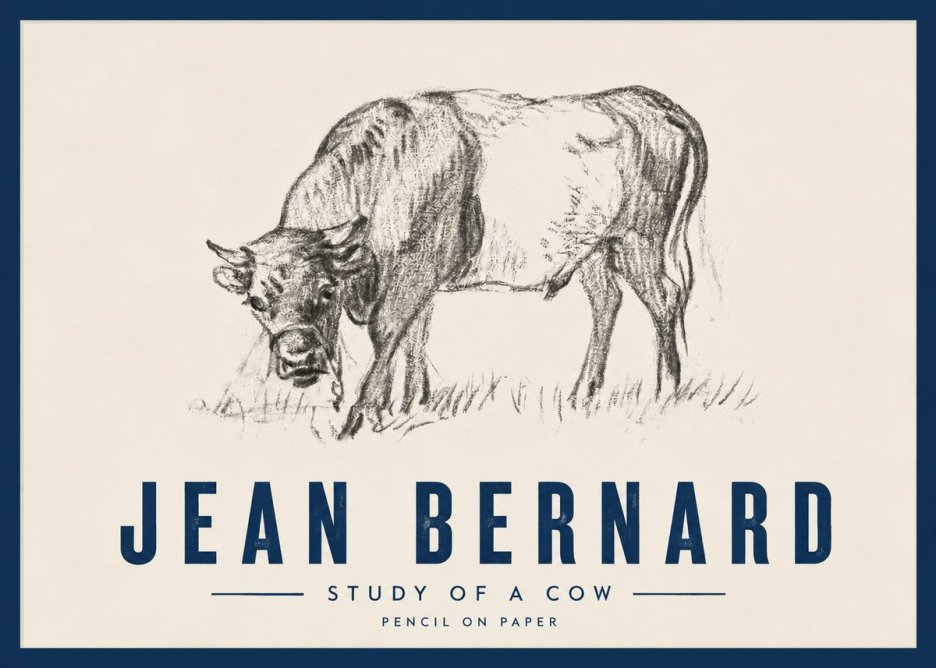 Jean Bernard Study of a Cow II No4 - Poster