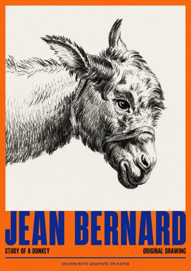 Jean Bernard Study of a Donkey I No2 - Poster
